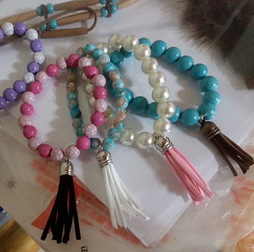 Beaded handmade bohemian boho stretch bracelet